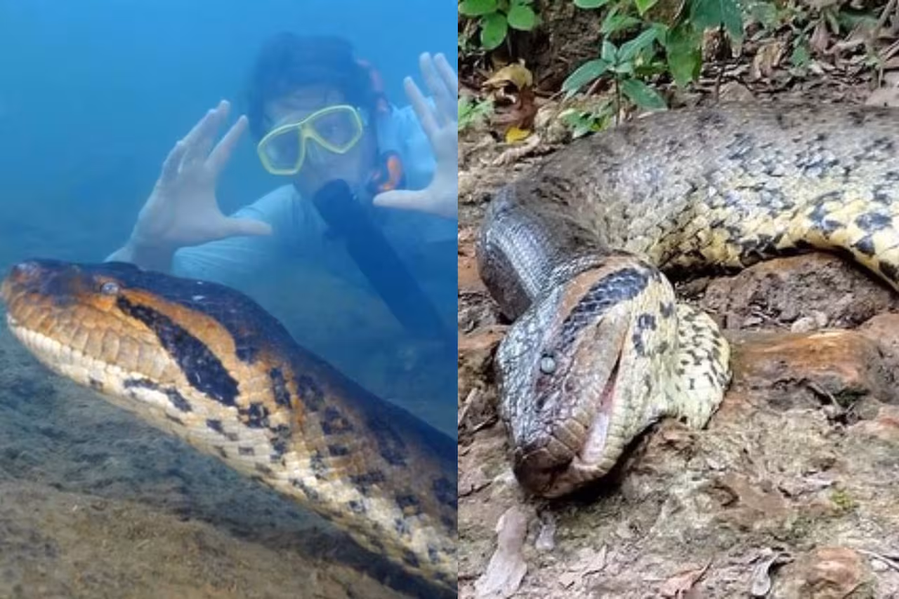 Impactantes imágenes: una anaconda gigante sorprende al Amazonas